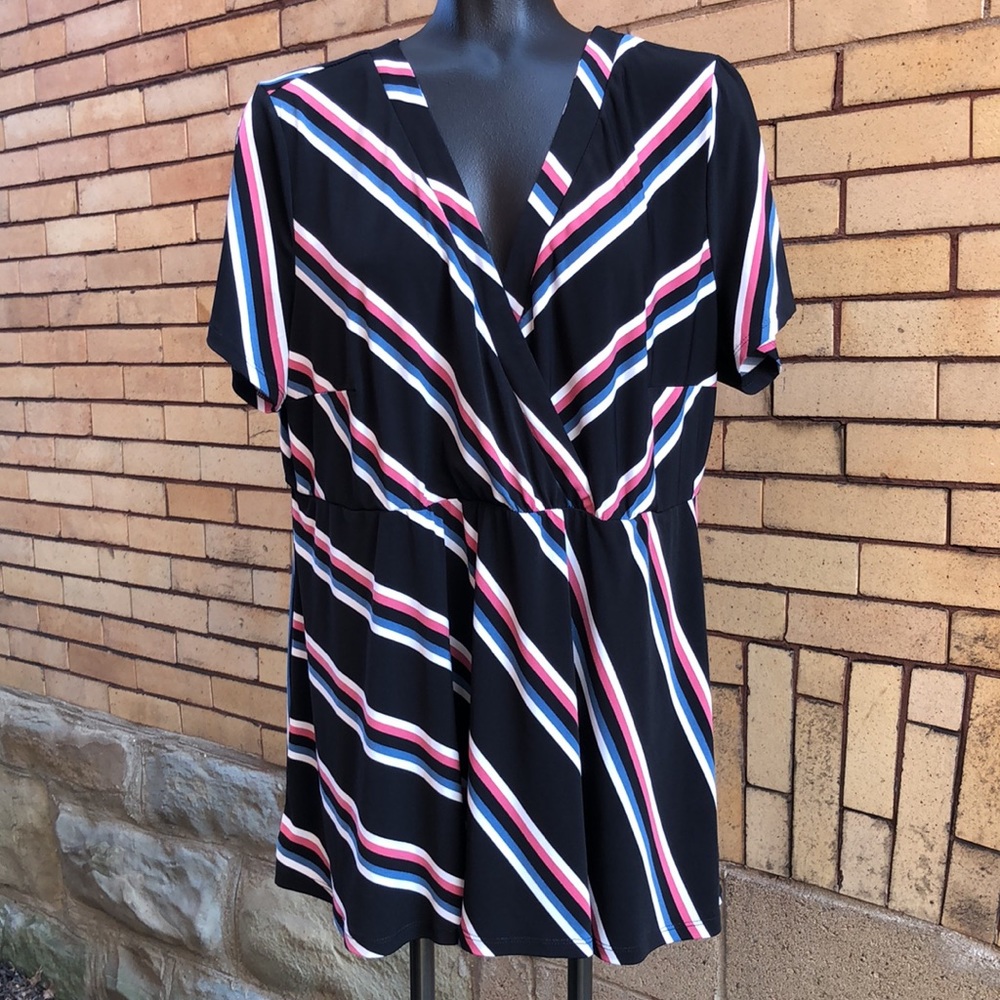 Torrid Striped Faux Wrap blouse Size 2x